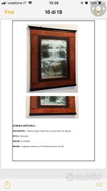 Cimasa legno intarsiato specchiera antiquariato