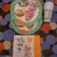 44gatti tovaglioli piatti bicchieri compleanno