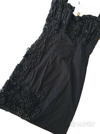 Dsquared2 tubino nero tulle ricamato a mano tg.40