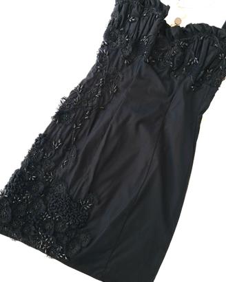 Dsquared2 tubino nero tulle ricamato a mano tg.40