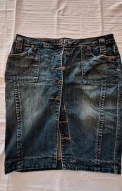 Gonna in jeans denim vintage con bottoni