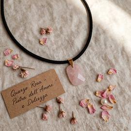 Collana ciondolo quarzo rosa