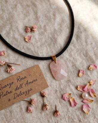 Collana ciondolo quarzo rosa