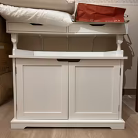 mobile lettiera in legno bianco per gatti