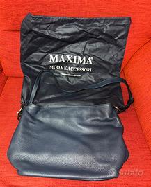 Borsa Maxima blu in pelle- con sacca antipolvere