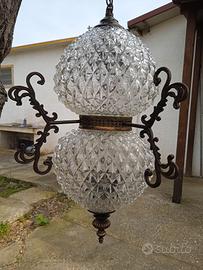 raro lampadario cristallo - bronzo vintage ottone