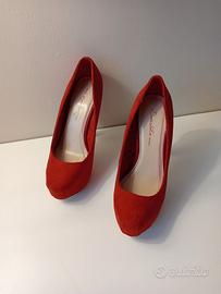 Bershka  Scarpe Décolletè in nabuk rosse n. 38