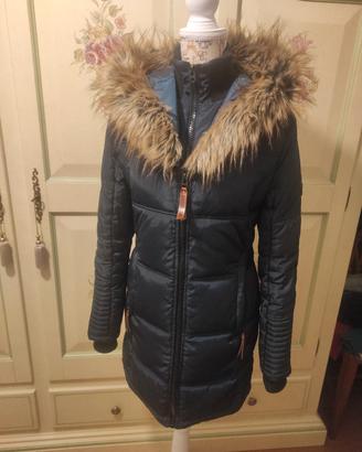 giubbotto imbottito blu notte con cappuccio S-M