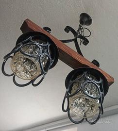 Lampadario ferro battuto due luci