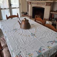 tovaglia rettangolare vintage in lino ricamata 