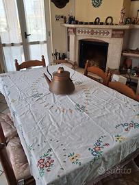 tovaglia rettangolare vintage in lino ricamata 