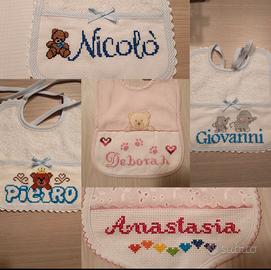 Punto croce bavaglini ecc