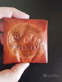 Portamonete Artigianale in Cuoio Etnico Elefante