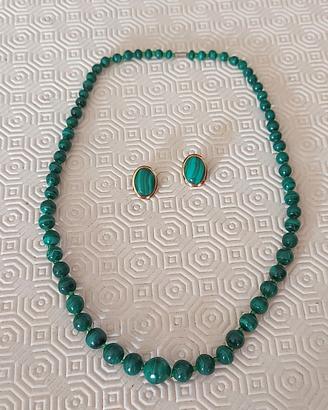 collana e orecchini malachite