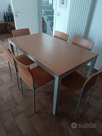 TAVOLO 140x80 ALLUNGABILE A 200 CON 6 SEDIE