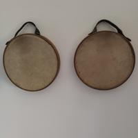 coppia tamburelli legno vintage 