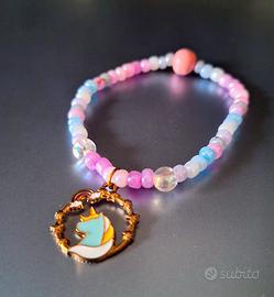 Braccialetto perline colorate con ciondolo unicorn