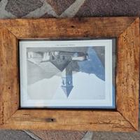 Stampe cornici legno vecchio dolomiti treno e rura