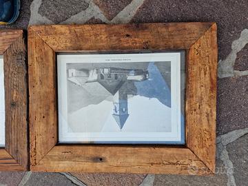 Stampe cornici legno vecchio dolomiti treno e rura