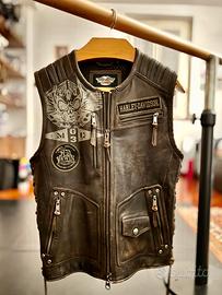 Gilet  smanicato pelle harley davidson Tg S