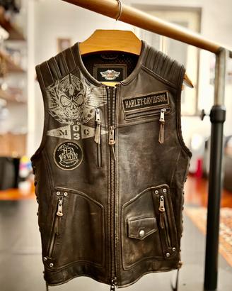 Gilet  smanicato pelle harley davidson Tg S
