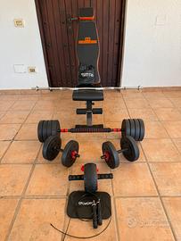 Panca con atrezzi home gym