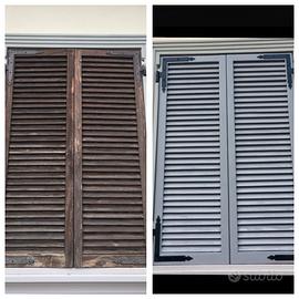 Verniciatura restauro infissi finestre scuri legno