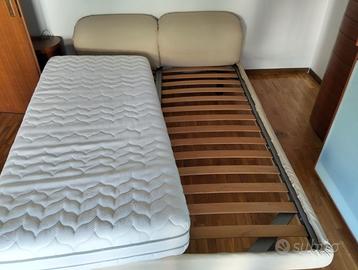 Letto Poliform in vera pelle - doghe legno