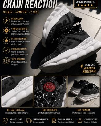 Versace Chain Reaction - Bianco/Nero - Taglia 43