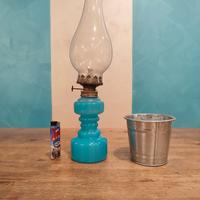 LUME A PETROLIO Vintage in VETRO OPALE Turchese - 