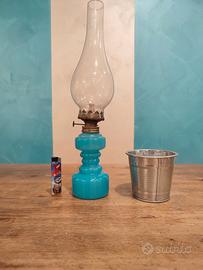 LUME A PETROLIO Vintage in VETRO OPALE Turchese - 