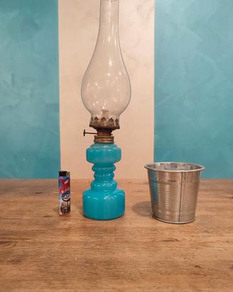 LUME A PETROLIO Vintage in VETRO OPALE Turchese - 