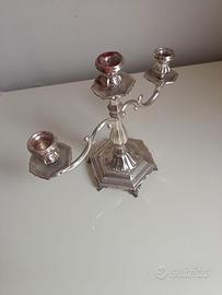Candelabro a Tre Fiamme Argentato