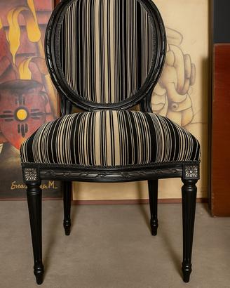 6 sedie stile Luigi XVI in legno nero