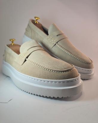 Mocassino Pollini Camoscio Beige 44