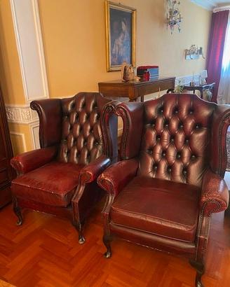Poltrone del 900 in pelle stile Inglese