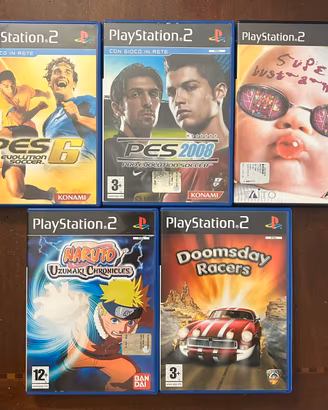 Lotto 5 giochi PS2 PES Naruto Bust-A-Move