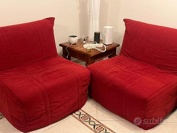 Poltrona IKEA in velluto rosso, sfoderabile