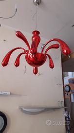 Lampadario rosso specchiato Sil-Lux