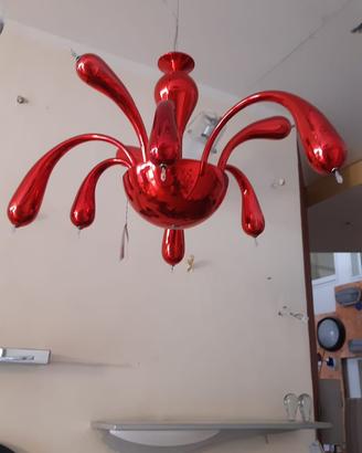Lampadario rosso specchiato Sil-Lux