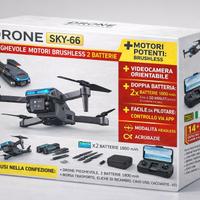 Mini Drone Pieghevole SKY 66 con 2 Batterie Borsa