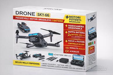 Mini Drone Pieghevole SKY 66 con 2 Batterie Borsa