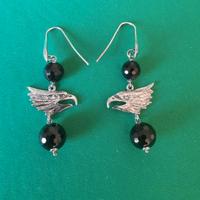 Orecchini argento 925 con ciondolo aquila e onice