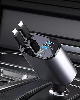 CARICATORE DA AUTO 120W 4 IN 1 RETRATTILE