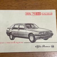 libretto uso e manutenzione ALFA ROMEO 75 2000 TD