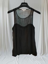 Top Vanessa Bruno seta nero trasparente pizzo tg S