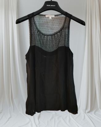 Top Vanessa Bruno seta nero trasparente pizzo tg S