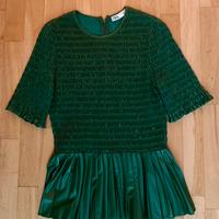 Zara maglia plissè ecopelle verde da donna