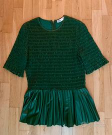 Zara maglia plissè ecopelle verde da donna