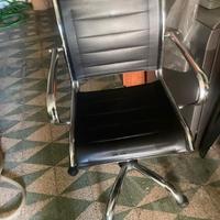 Poltrona Direzionale Design Acciaio Pelle Nera